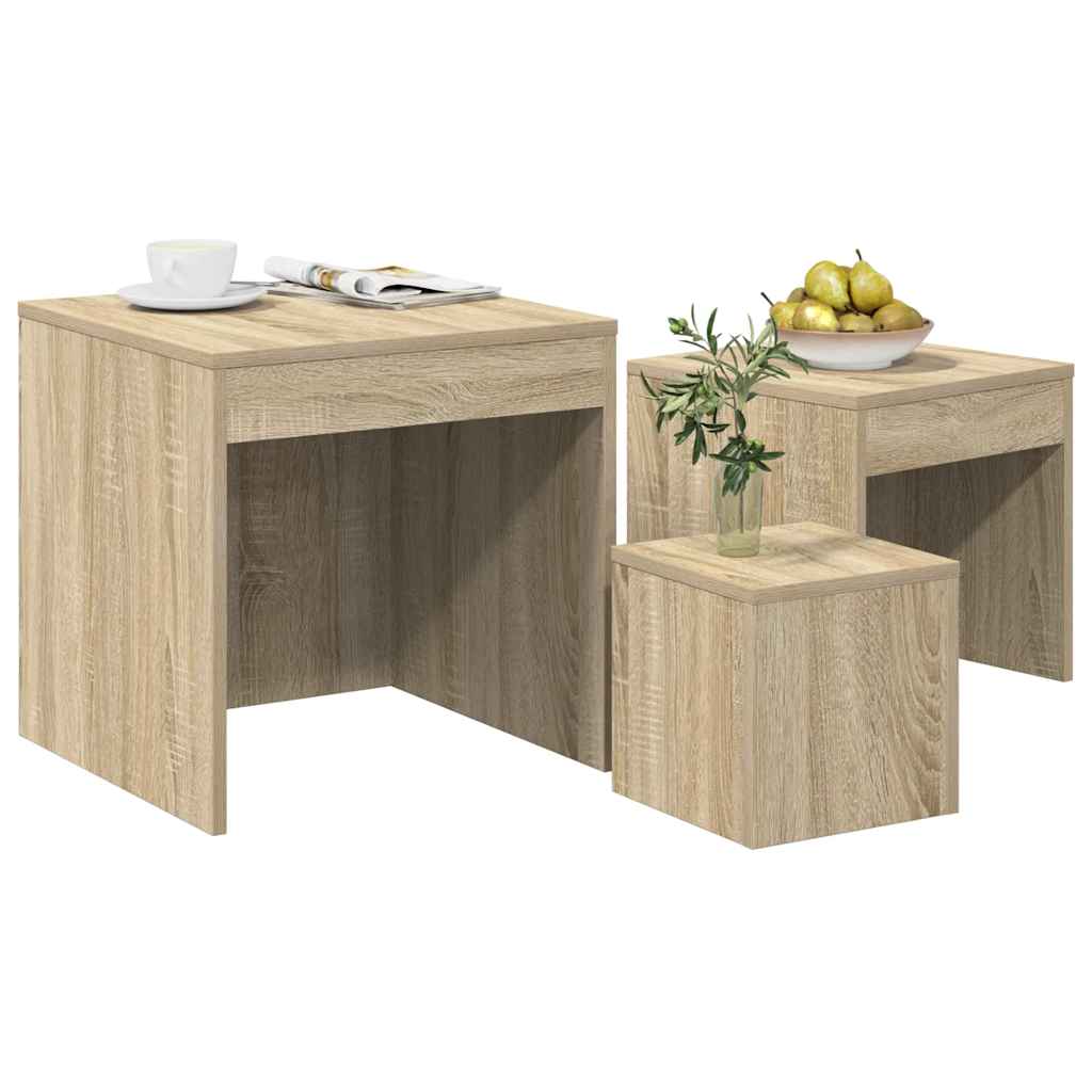 Nesting Tables 3 pcs Sonoma Oak Engineered Wood