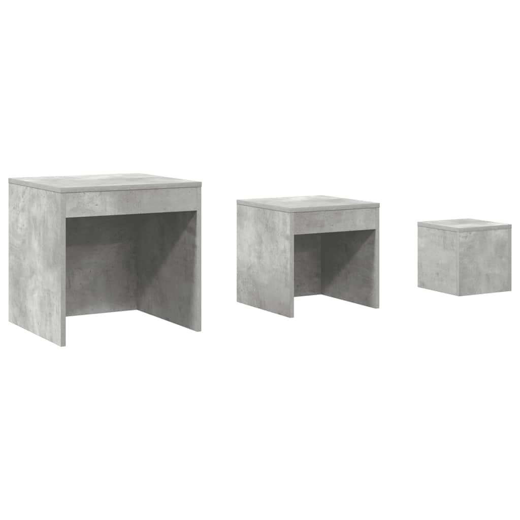 Nesting Tables 3 pcs Concrete Grey Engineered Wood