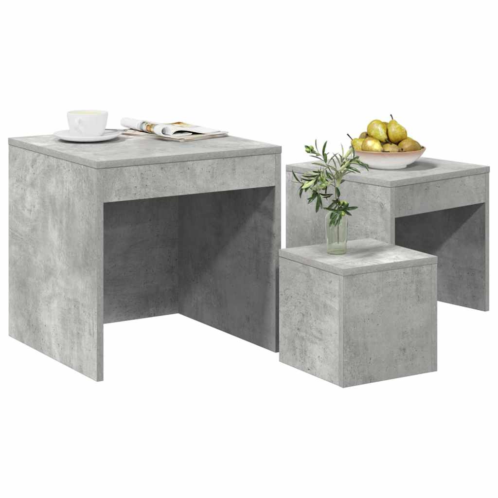 Nesting Tables 3 pcs Concrete Grey Engineered Wood