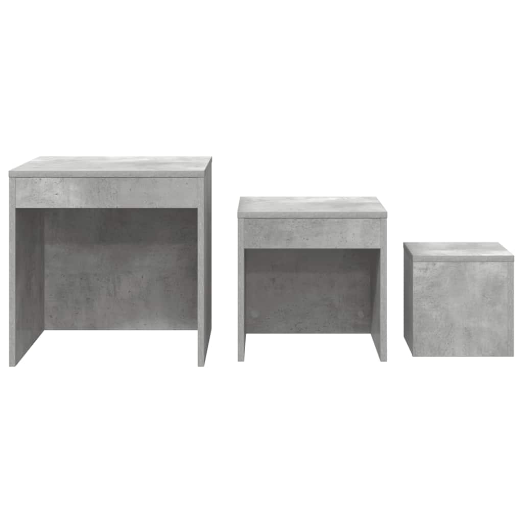 Nesting Tables 3 pcs Concrete Grey Engineered Wood