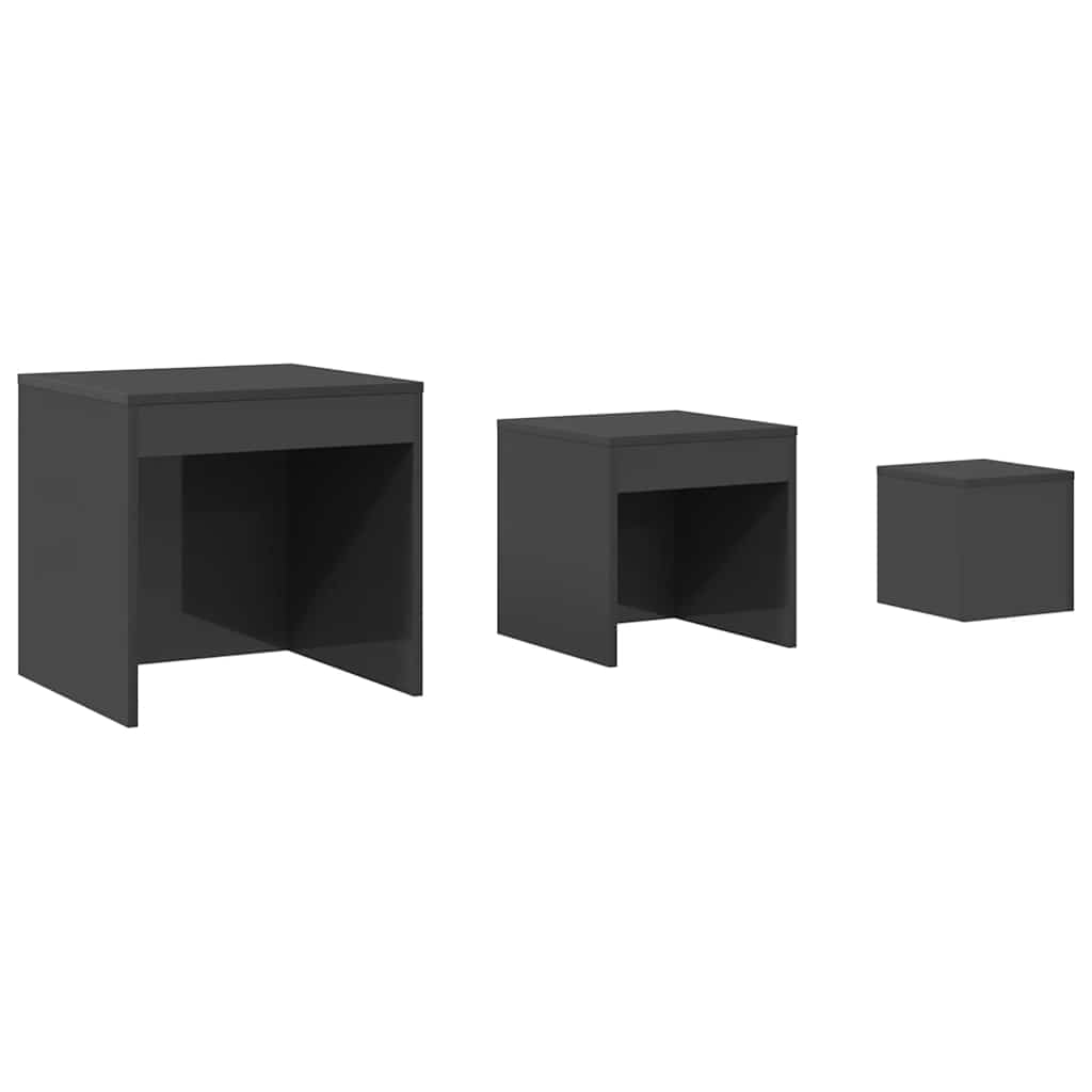 Nesting Tables 3 pcs High Gloss Grey Engineered Wood