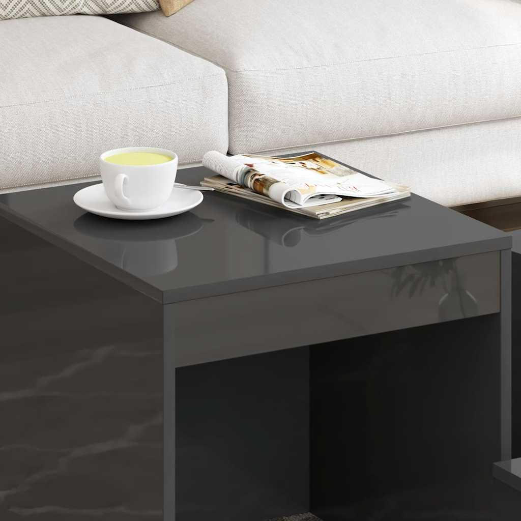 Nesting Tables 3 pcs High Gloss Grey Engineered Wood
