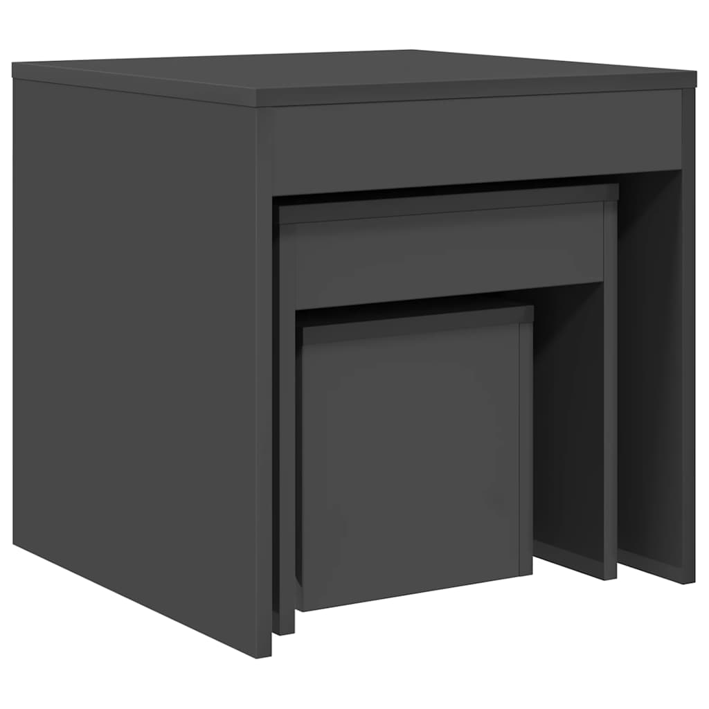 Nesting Tables 3 pcs High Gloss Grey Engineered Wood