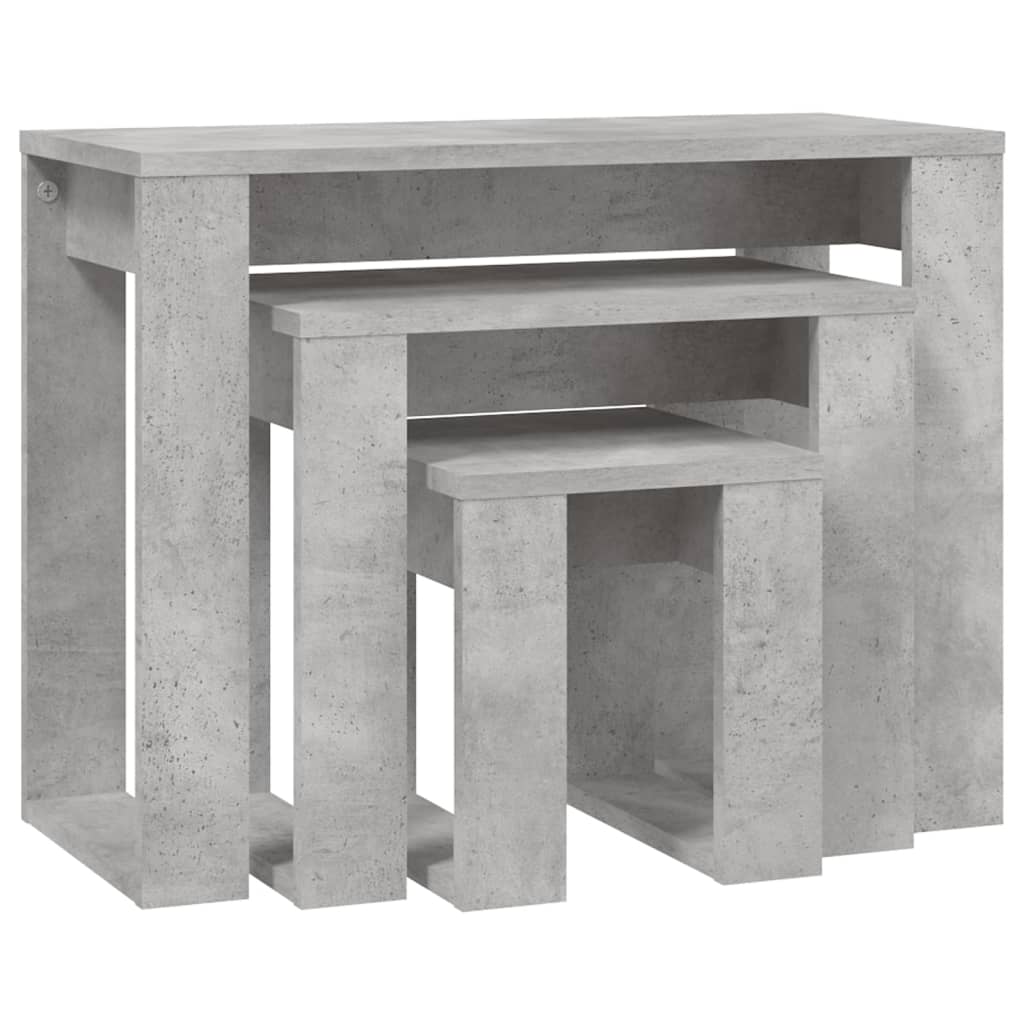 Nesting Tables 3 pcs Concrete Grey Engineered Wood
