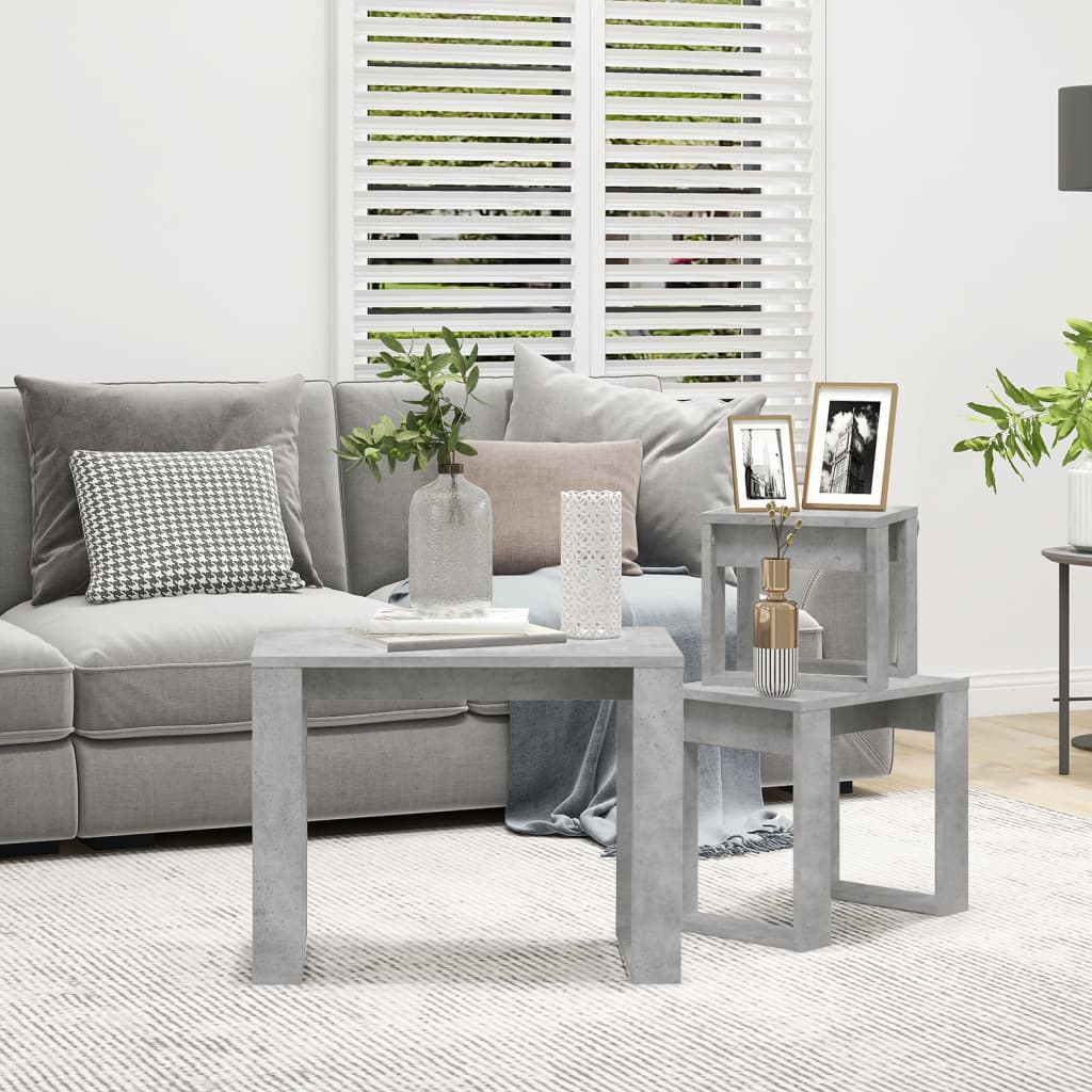 Nesting Tables 3 pcs Concrete Grey Engineered Wood
