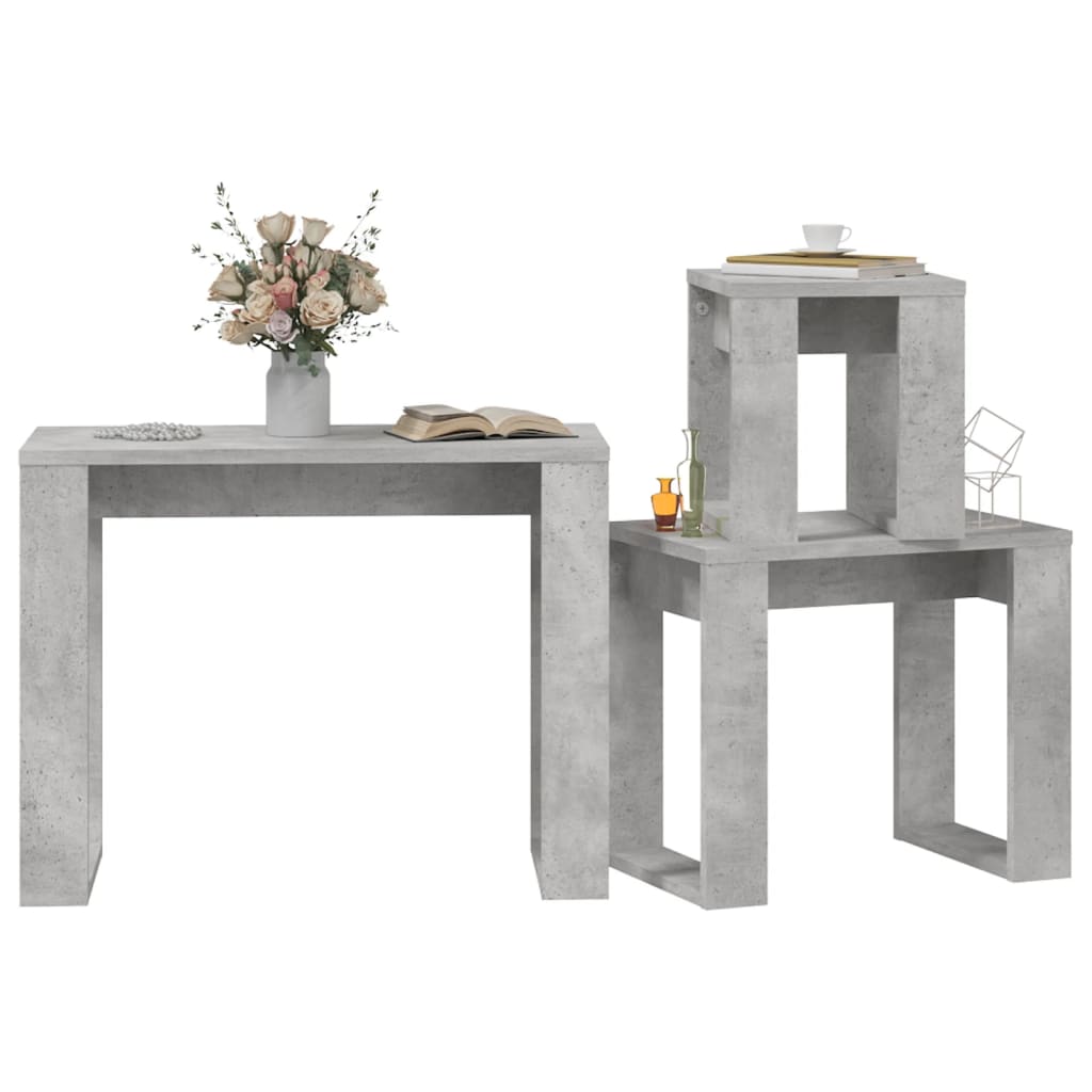 Nesting Tables 3 pcs Concrete Grey Engineered Wood