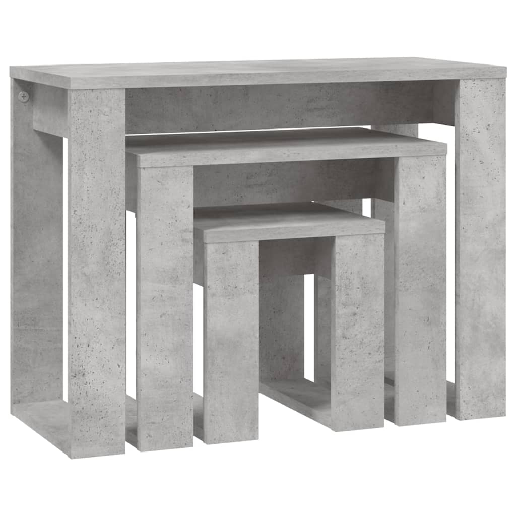 Nesting Tables 3 pcs Concrete Grey Engineered Wood