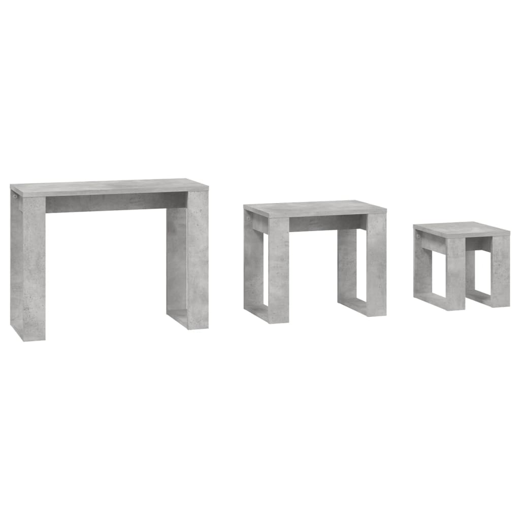 Nesting Tables 3 pcs Concrete Grey Engineered Wood