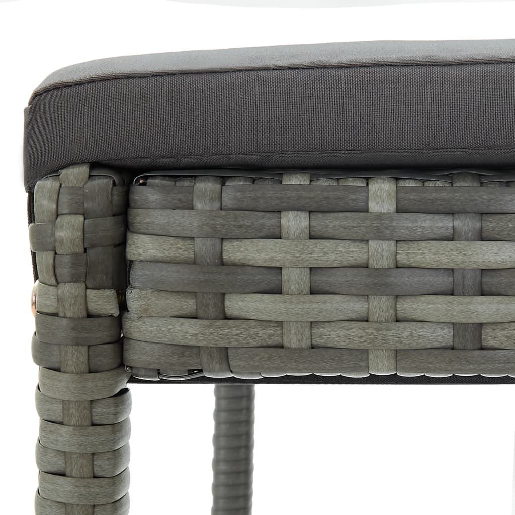 Garden Bar Stools with Cushions 2 pcs Grey Poly Rattan