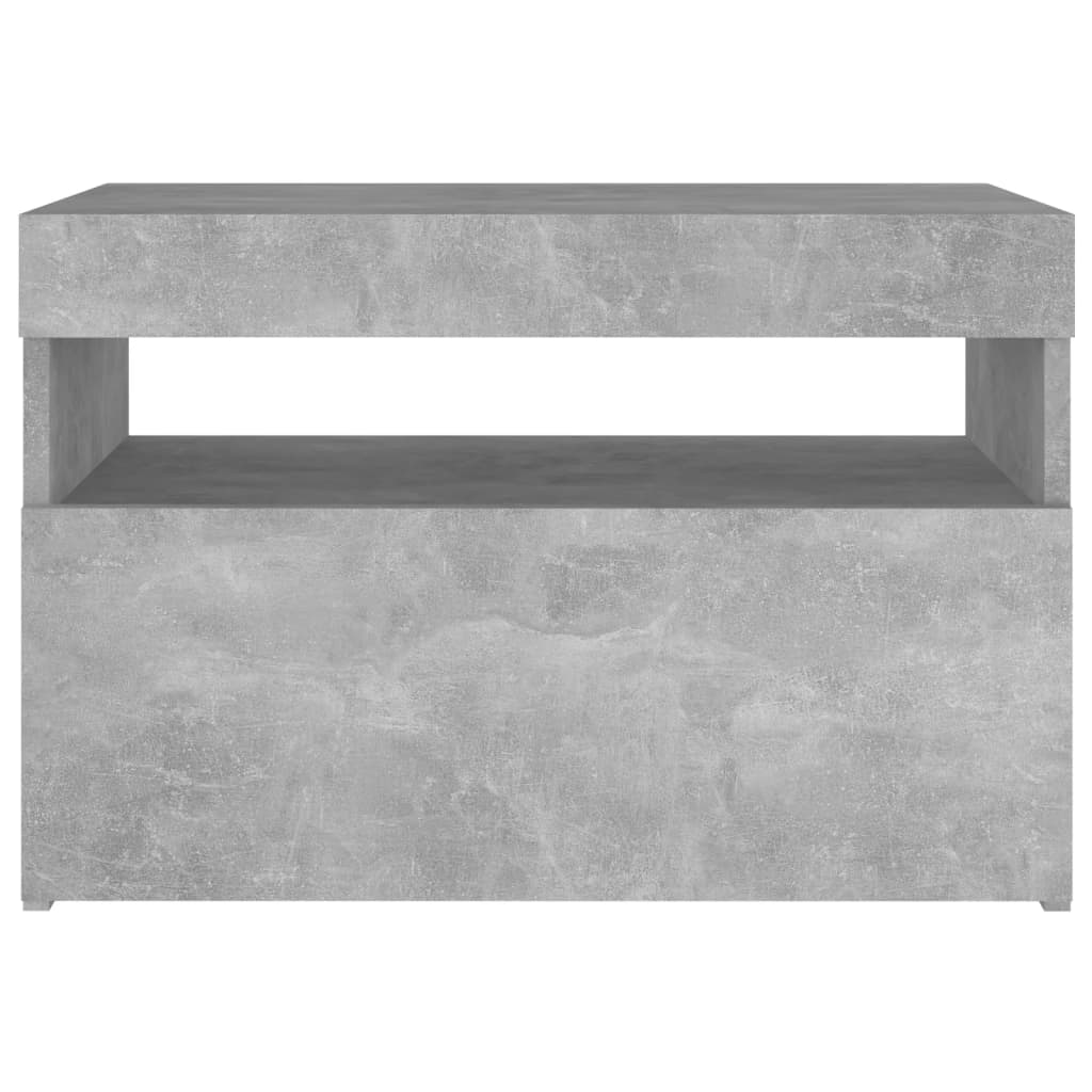 Bedside Cabinet & LED Lights 2 pcs Concrete Grey 60x35x40 cm
