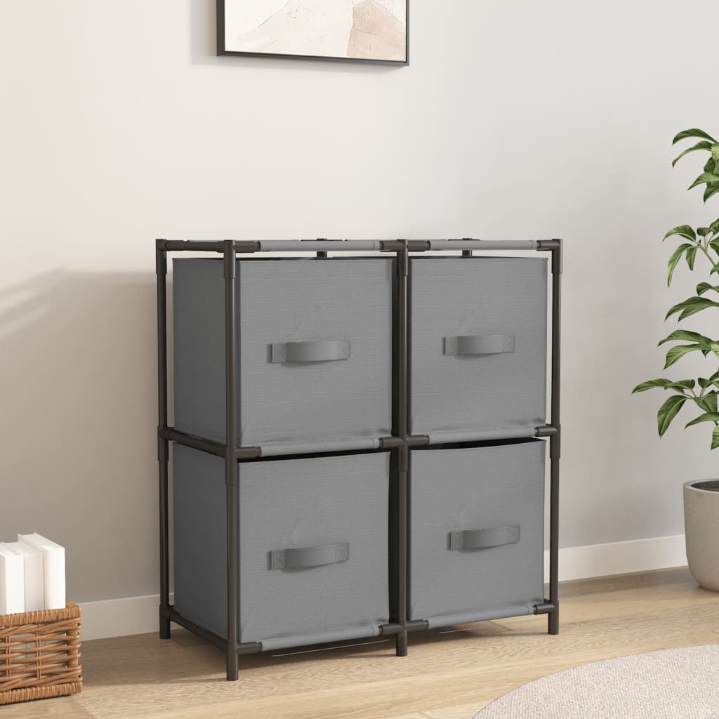 Storage Cabinet with 4 Fabric Baskets Grey 63x30x71 cm Steel