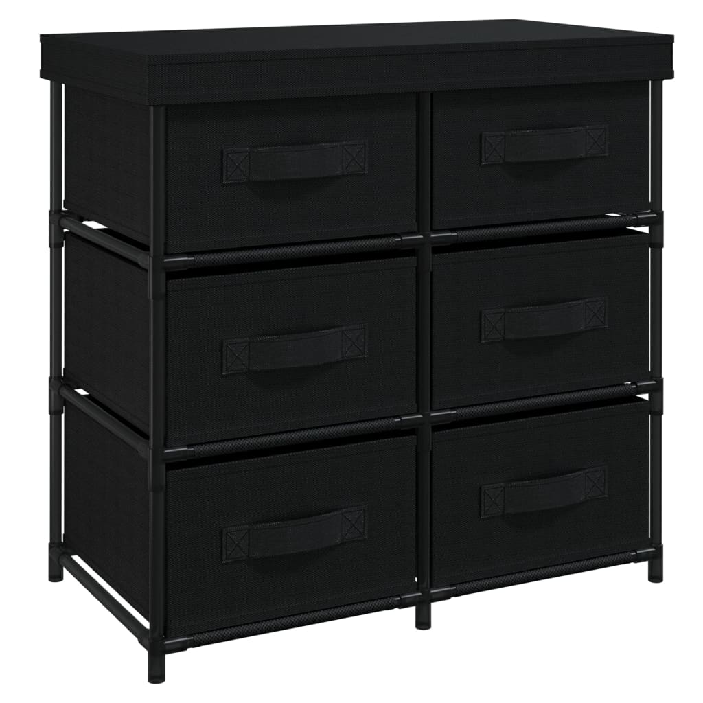 Storage Cabinet with 6 Drawers 55x29x55 cm Black Steel