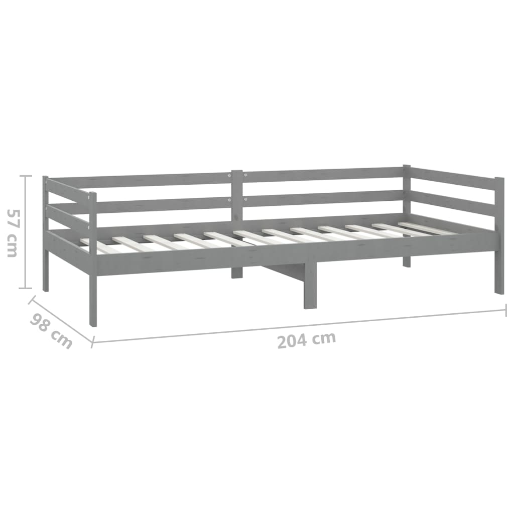Day Bed without Mattress Grey Solid Wood Pine 90x200cm