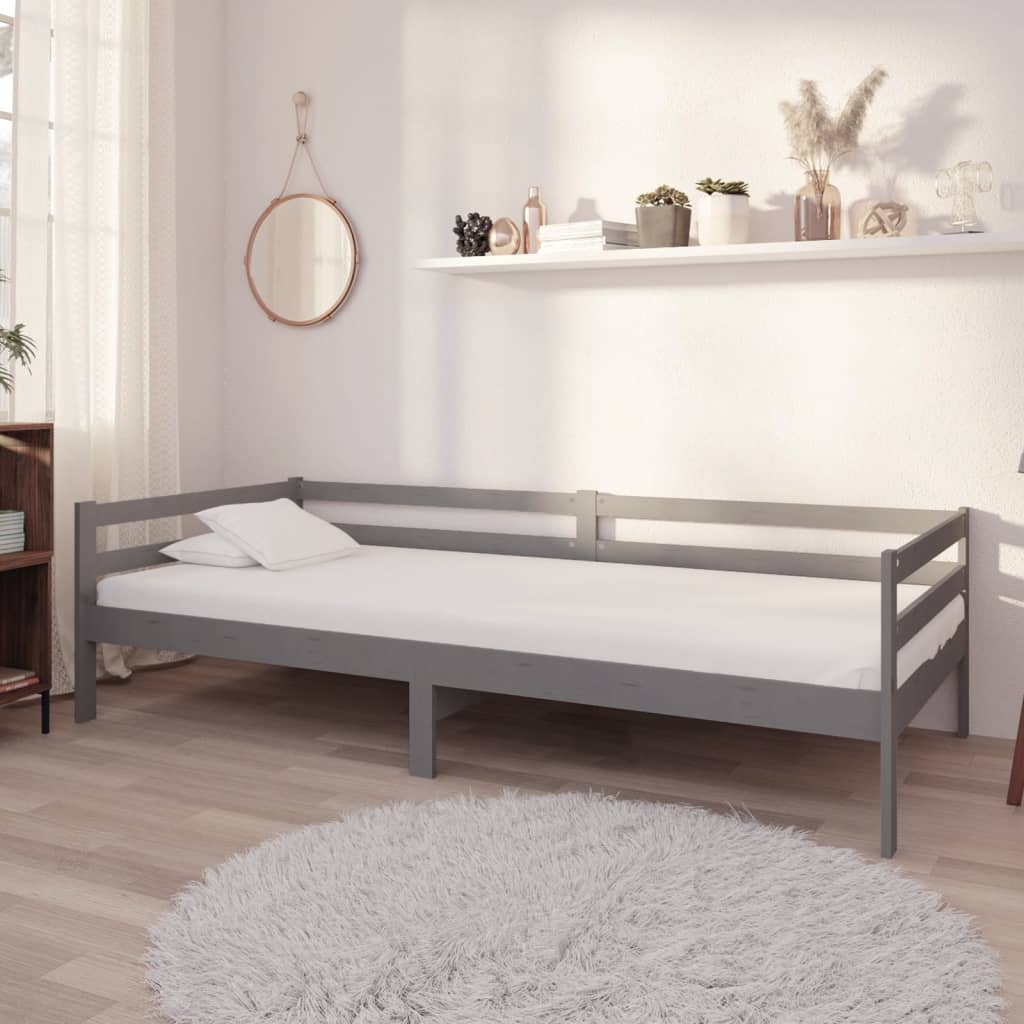 Day Bed without Mattress Grey Solid Wood Pine 90x200cm