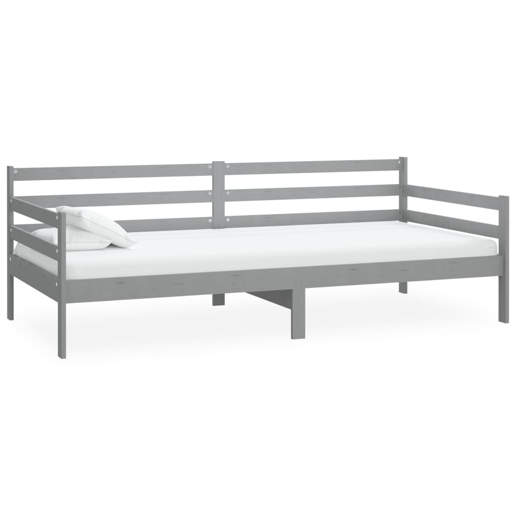 Day Bed without Mattress Grey Solid Wood Pine 90x200cm