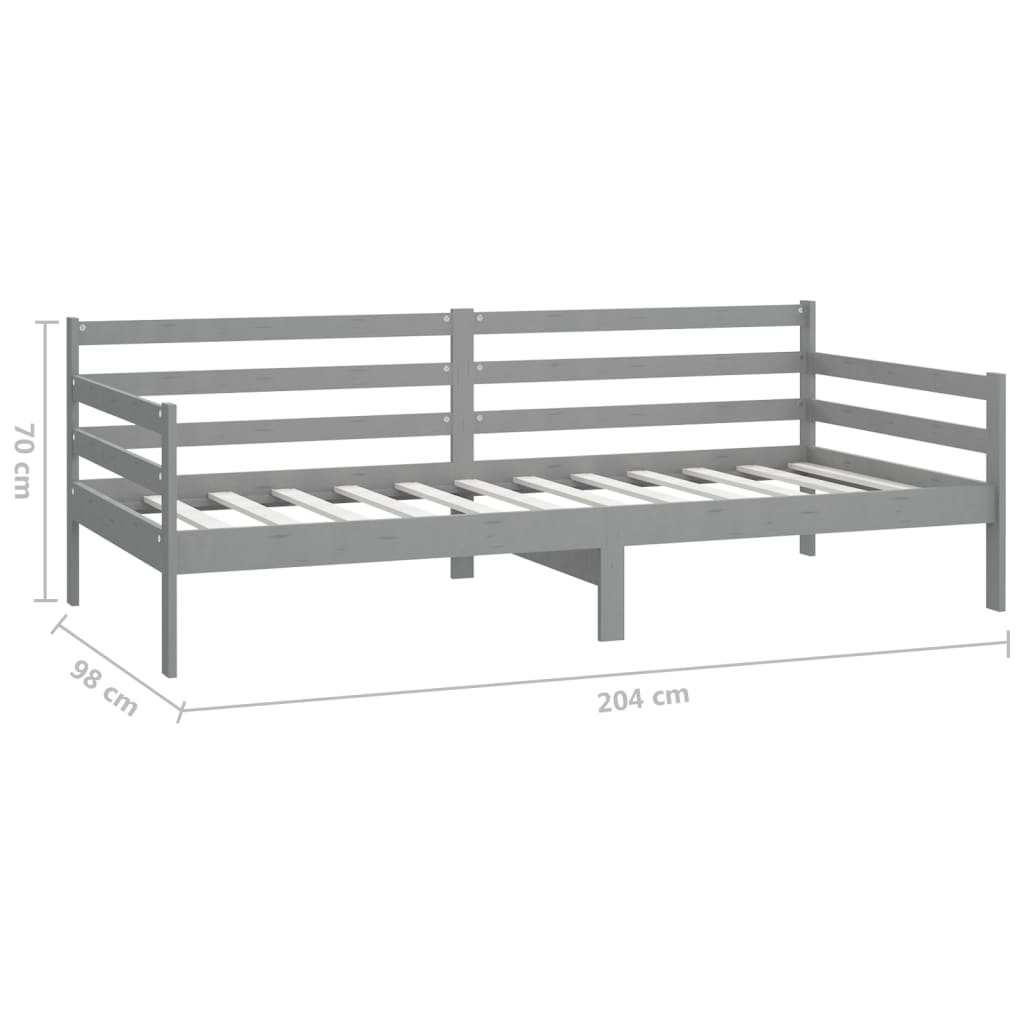 Day Bed without Mattress Grey Solid Wood Pine 90x200cm