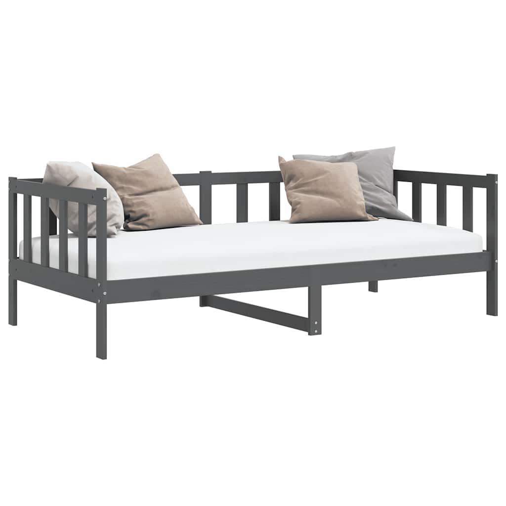 Day Bed without Mattress Grey Solid Wood Pine 90x200cm