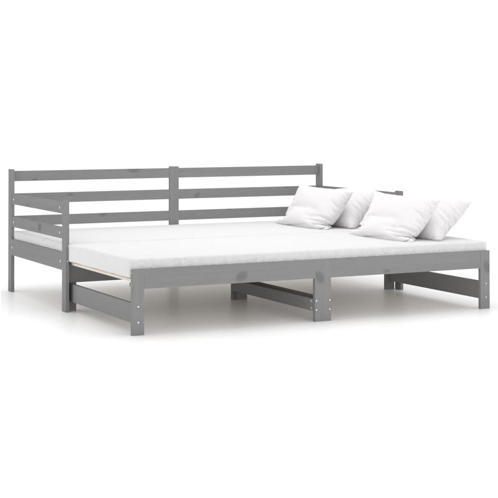 Pull-out Day Bed without Mattress Grey 2x(90x200)cm