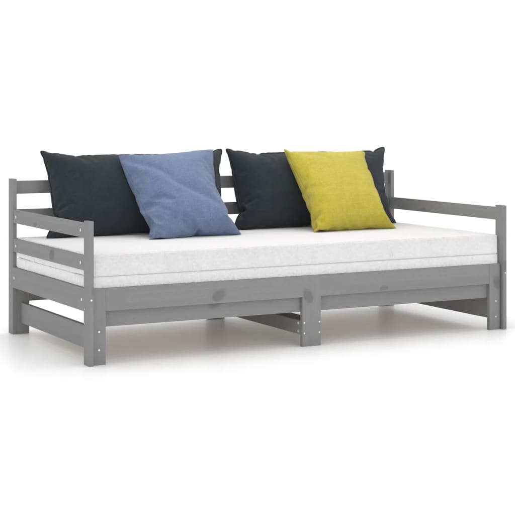 Pull-out Day Bed without Mattress Grey 2x(90x200)cm