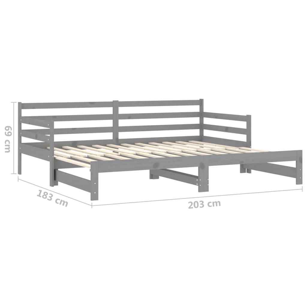 Pull-out Day Bed without Mattress Grey 2x(90x200)cm