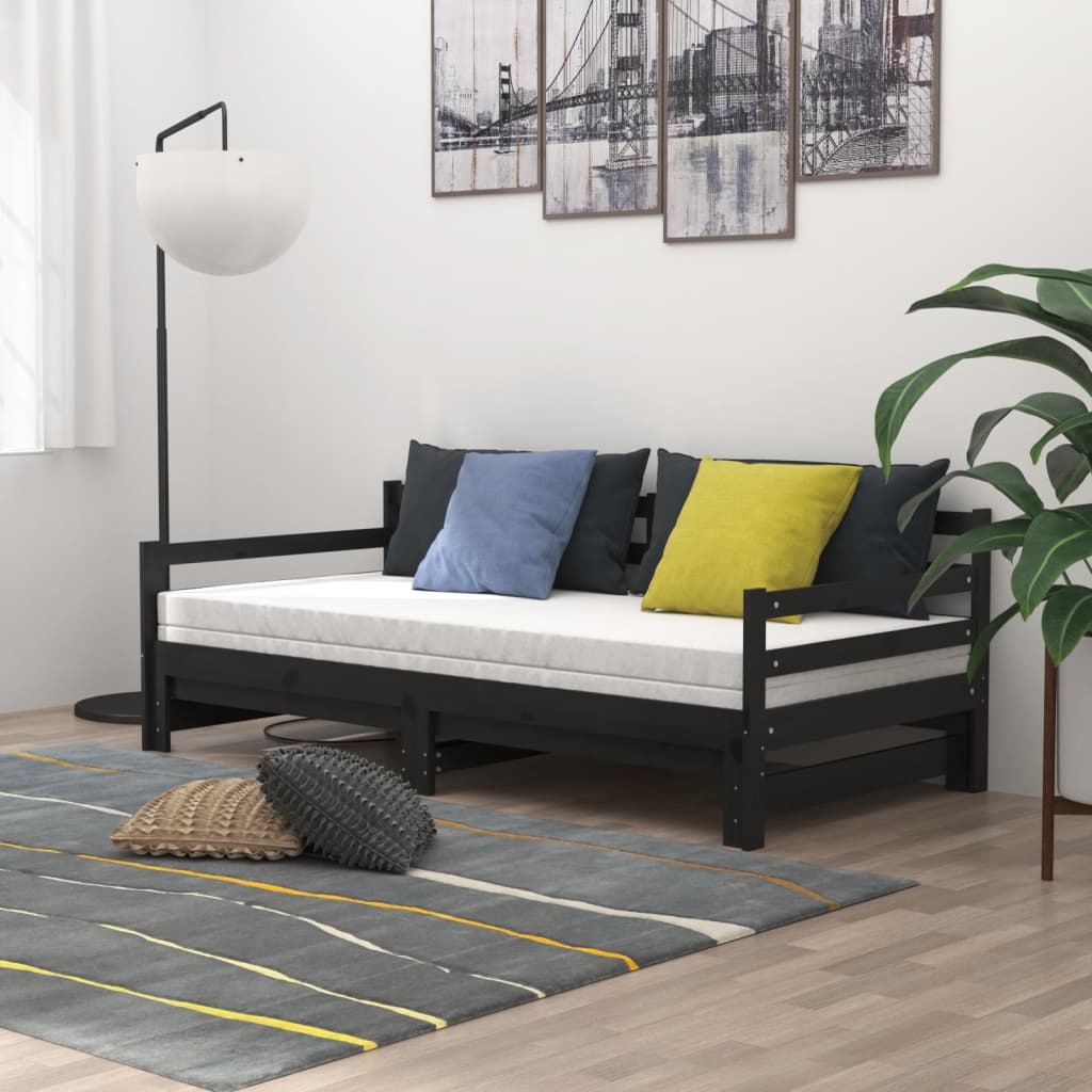 Pull-out Day Bed without Mattress Black 2x(90x200)cm