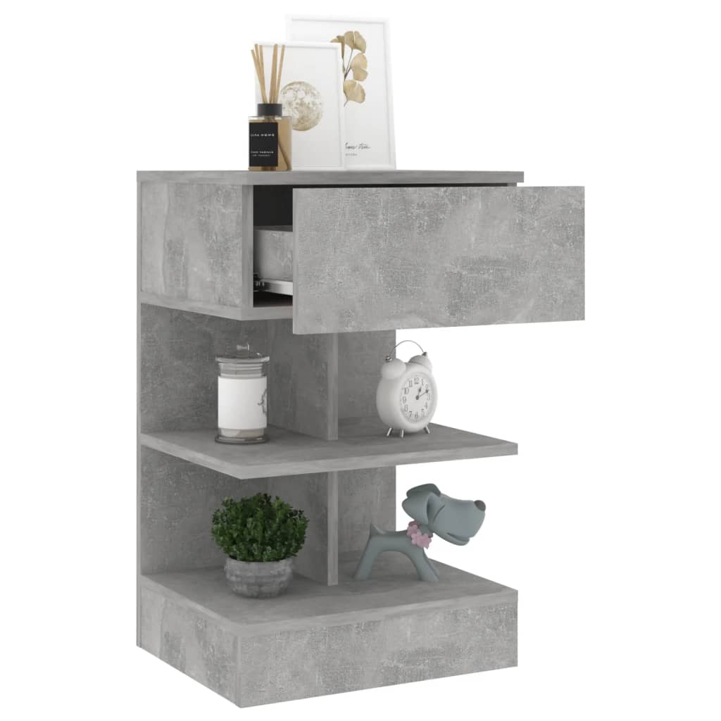 Bedside Cabinet Concrete Grey 40x35x65 cm Engineered Wood