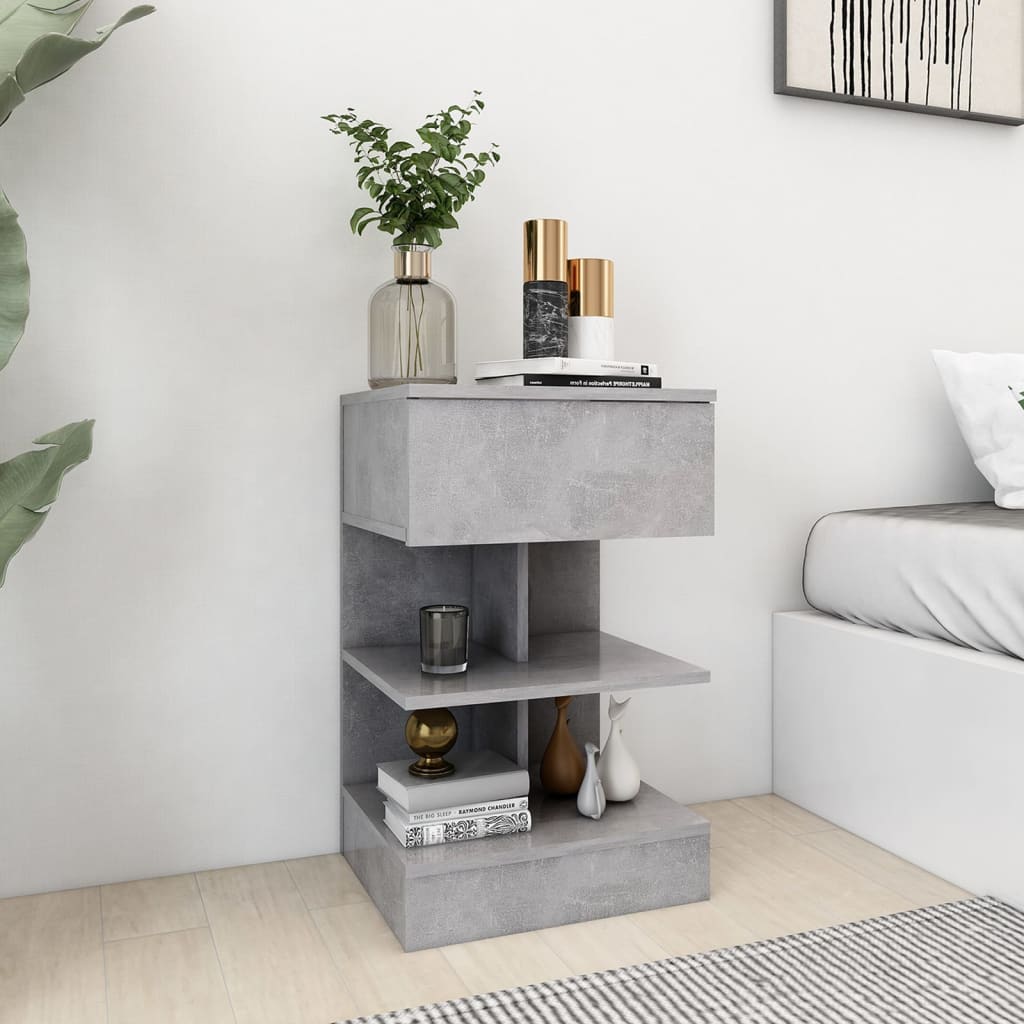 Bedside Cabinet Concrete Grey 40x35x65 cm Engineered Wood