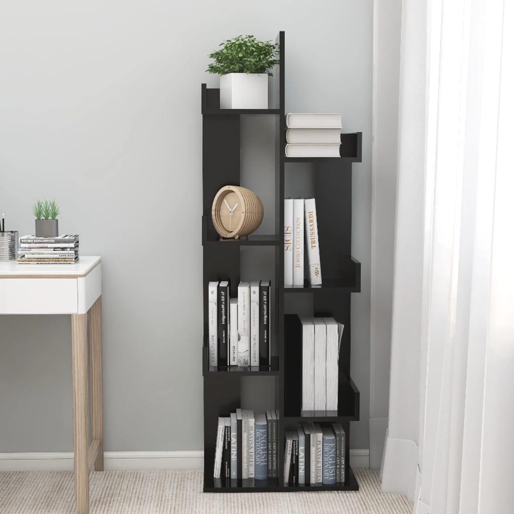 Book Cabinet Black 48x25.5x140 cm Engineered Wood