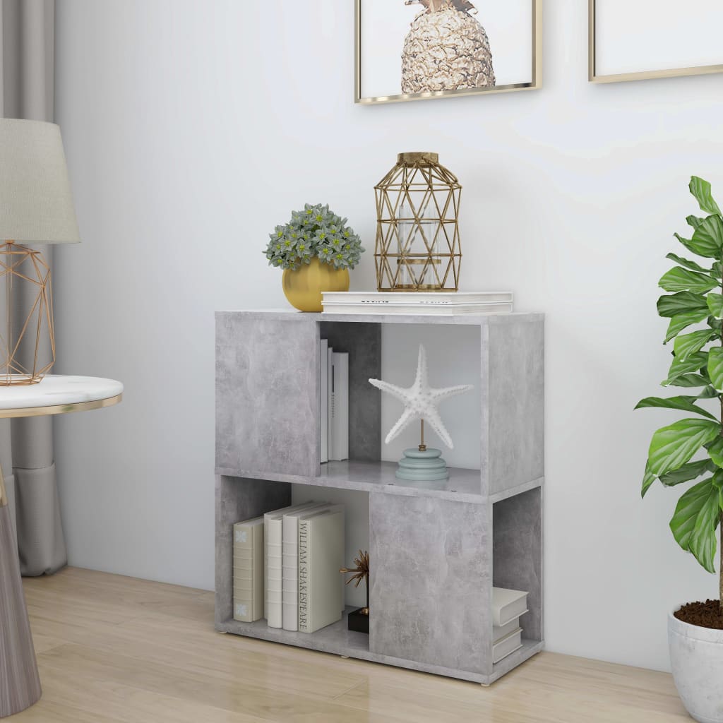 Book Cabinet Concrete Grey 60x24x63 cm Engineered Wood