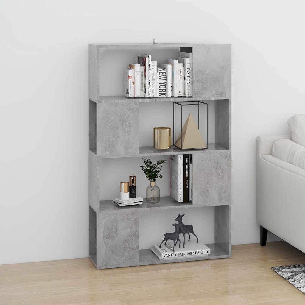 Book Cabinet Room Divider Concrete Grey 80x24x124.5cm Engineered Wood