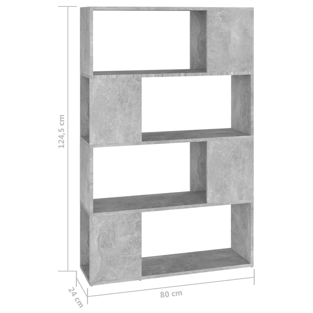 Book Cabinet Room Divider Concrete Grey 80x24x124.5cm Engineered Wood