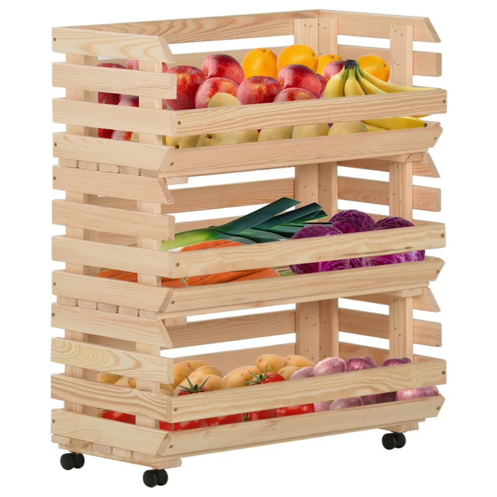 Vegetable Trolley 77x30x80 cm Solid Pinewood