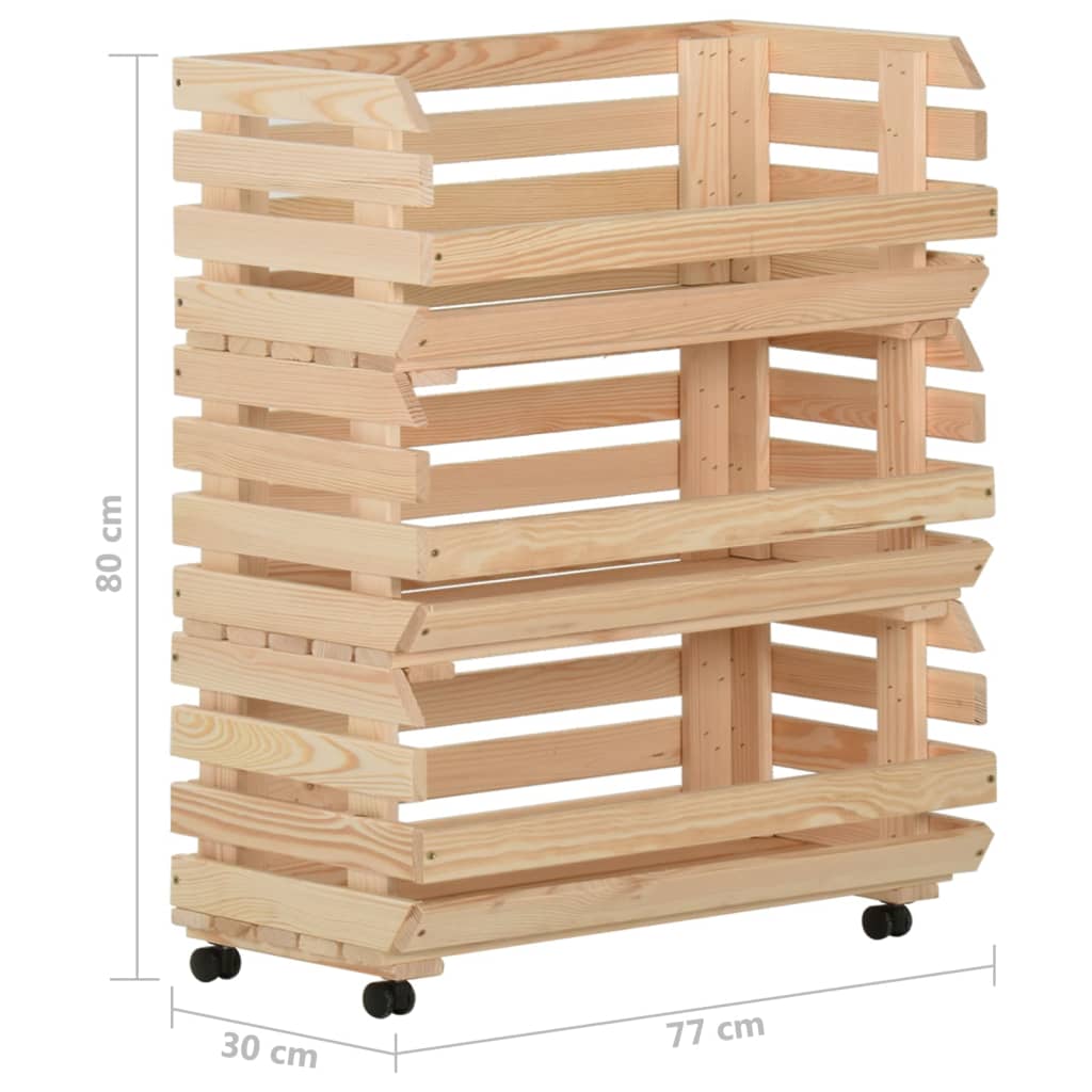 Vegetable Trolley 77x30x80 cm Solid Pinewood