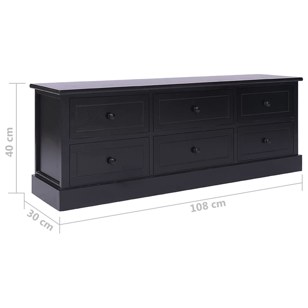 TV Cabinet Black 108x30x40 cm Solid Paulownia Wood