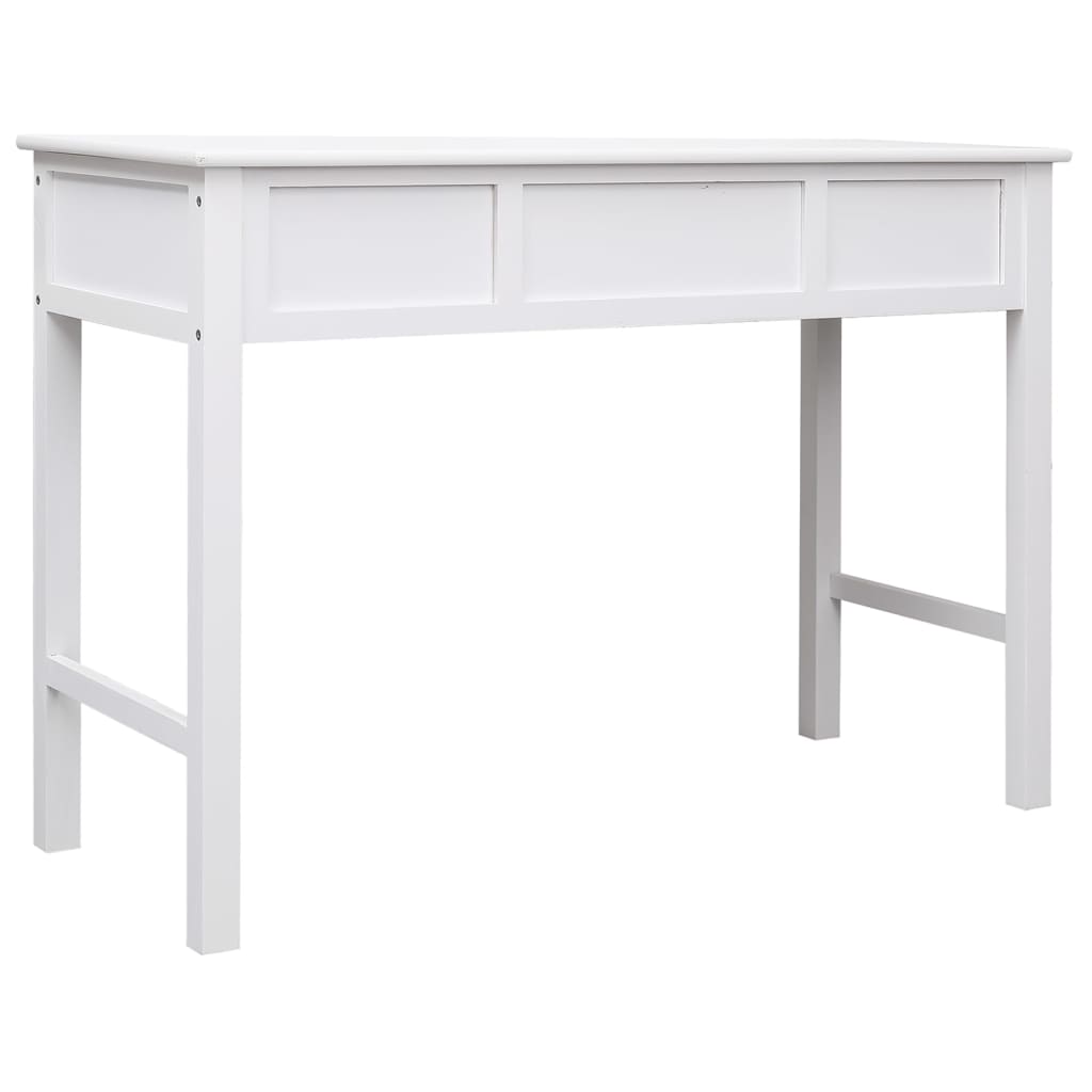 Desk White 108x45x76 cm Solid Wood Paulownia
