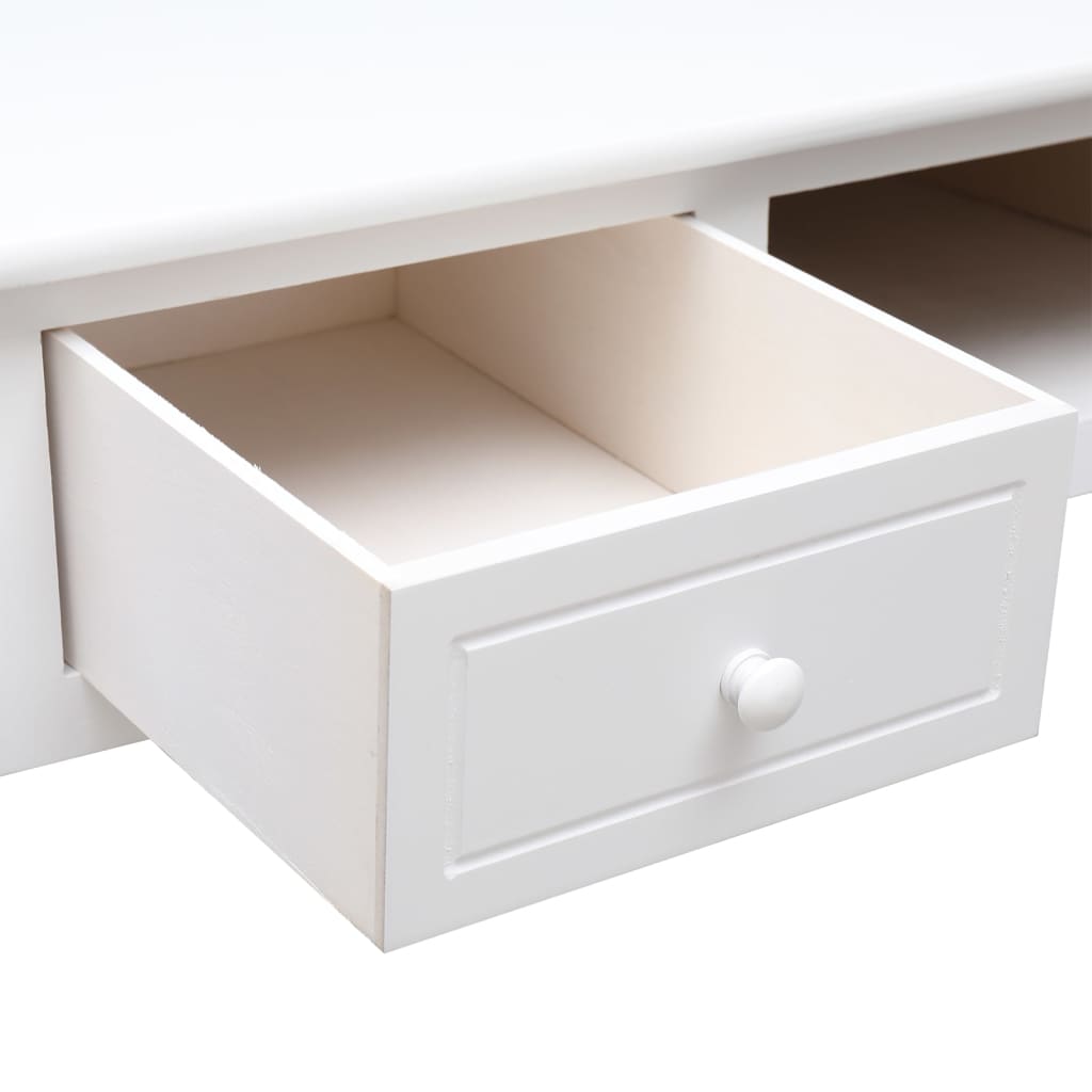 Desk White 108x45x76 cm Solid Wood Paulownia