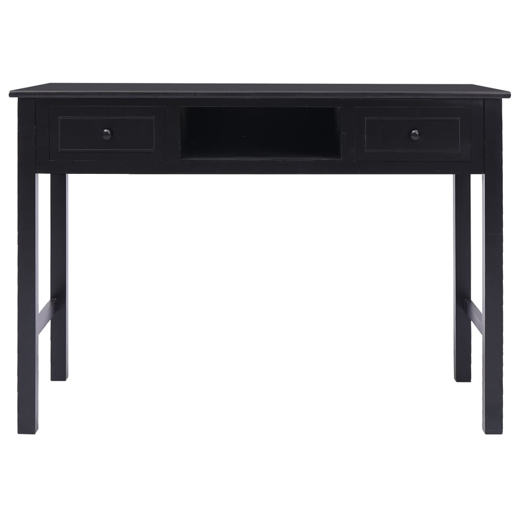 Writing Desk Black 108x45x76 cm Solid Wood Paulownia