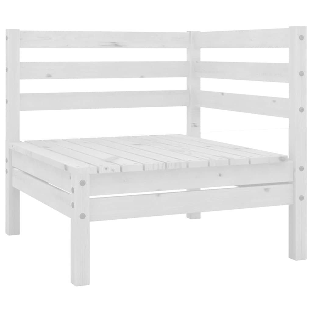 Garden Corner Sofa White Solid Wood Pine