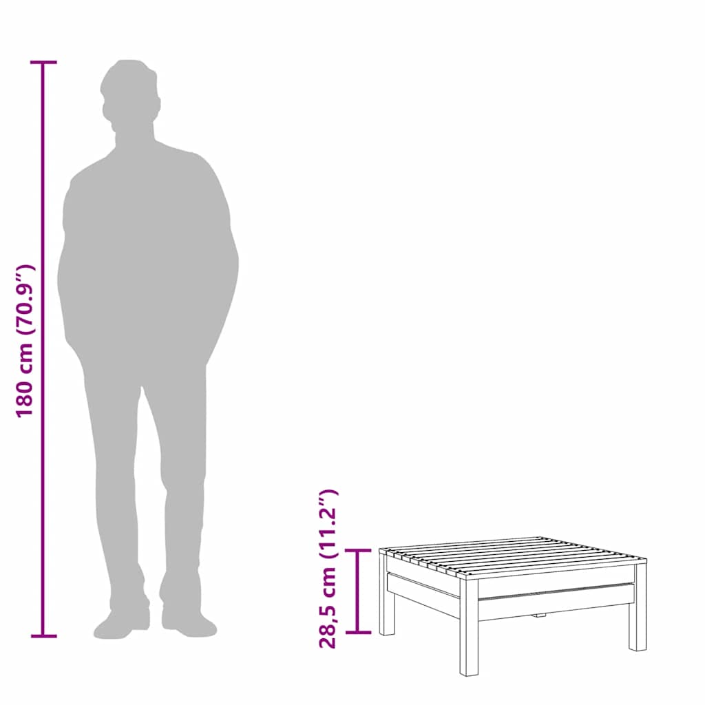 Garden Footstool Black Solid Pinewood