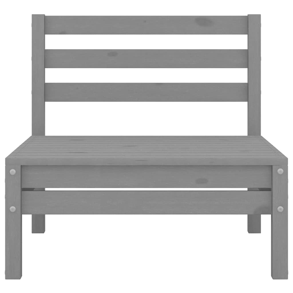 Garden Middle Sofas 2 pcs Grey Solid Pinewood