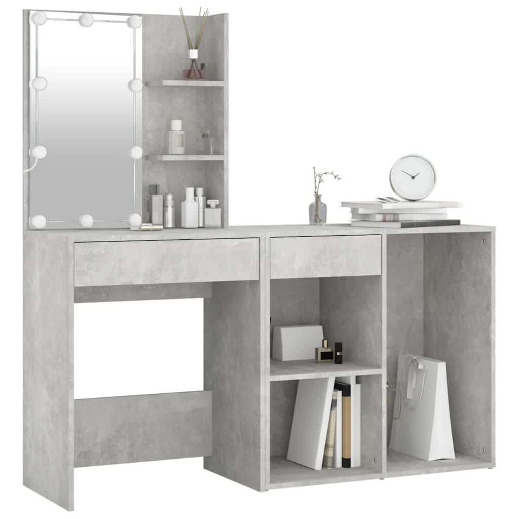 Led Dressing Table With Cabinet Engineered Wood