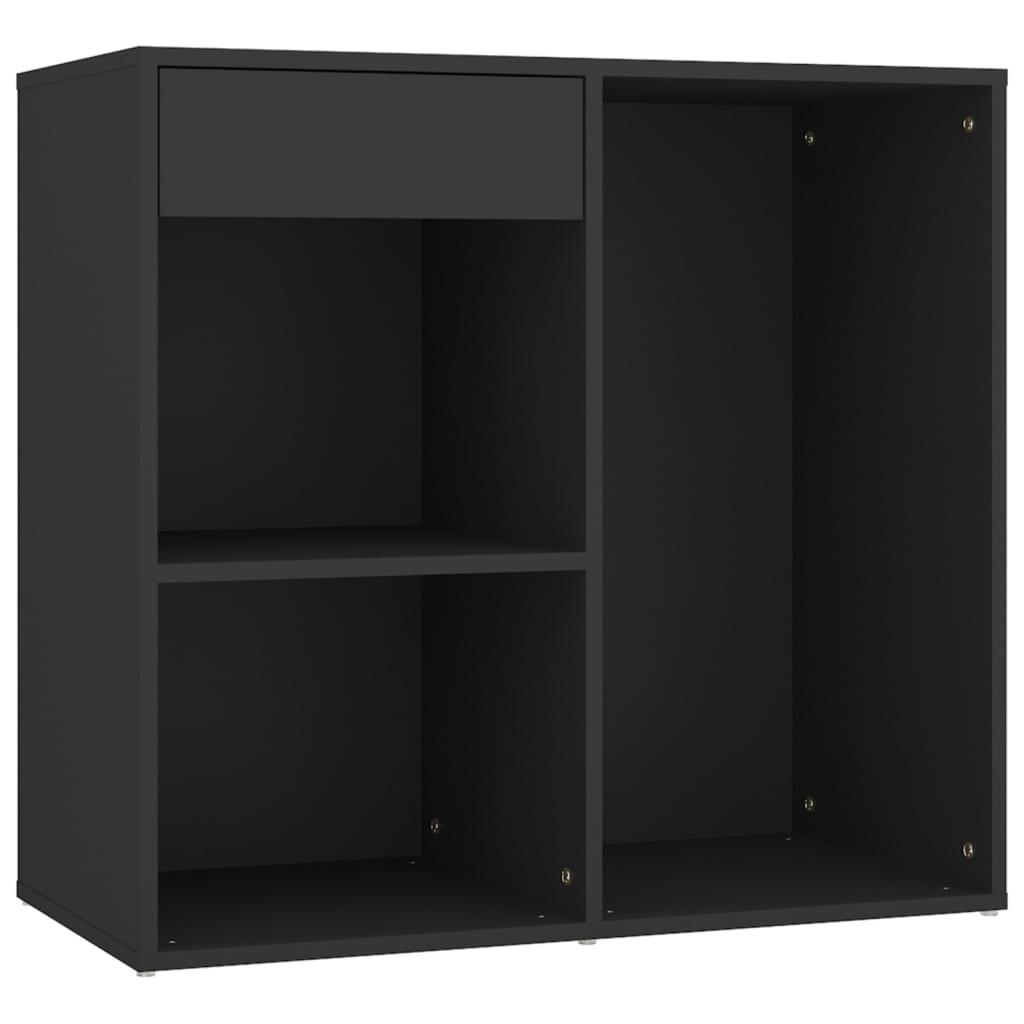 Led Dressing Table With Cabinets Black Engineered Wood