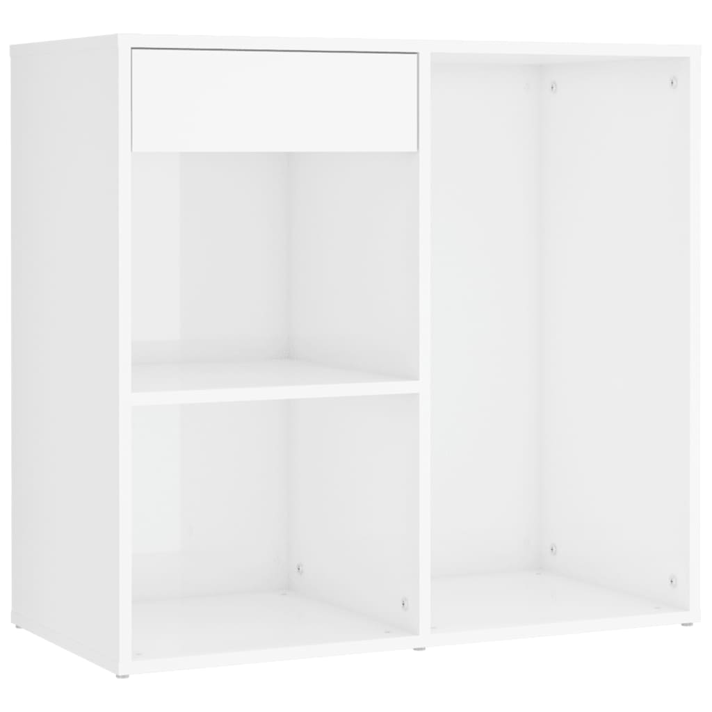 Led Dressing Table With 2 Cabinets High Gloss White Engineered Wood