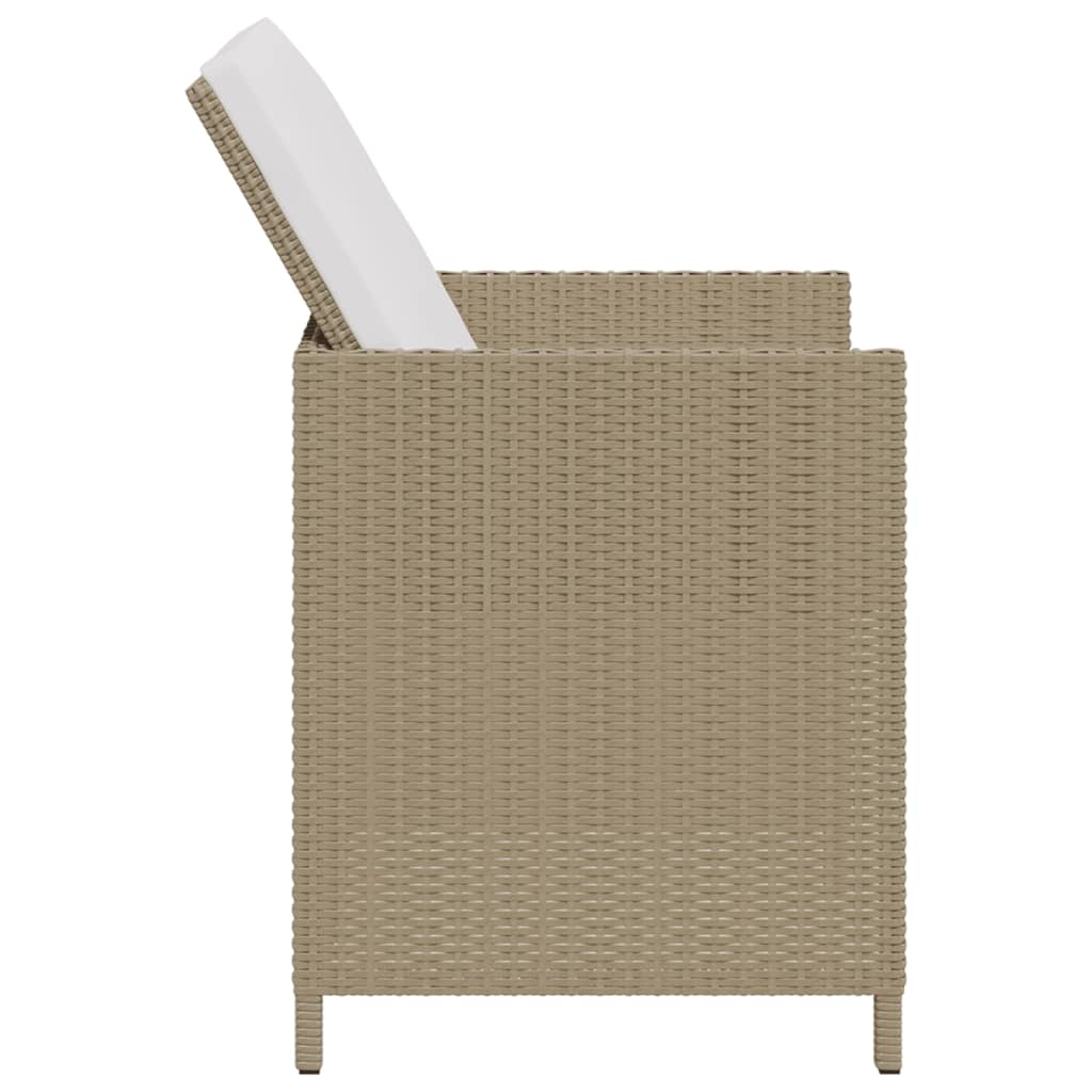 Garden Dining Chairs with Cushions 4 pcs Beige Poly Rattan