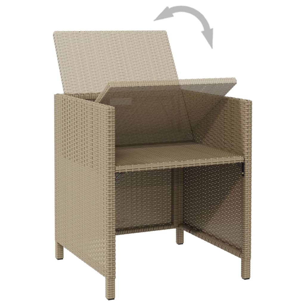 Garden Dining Chairs with Cushions 4 pcs Beige Poly Rattan