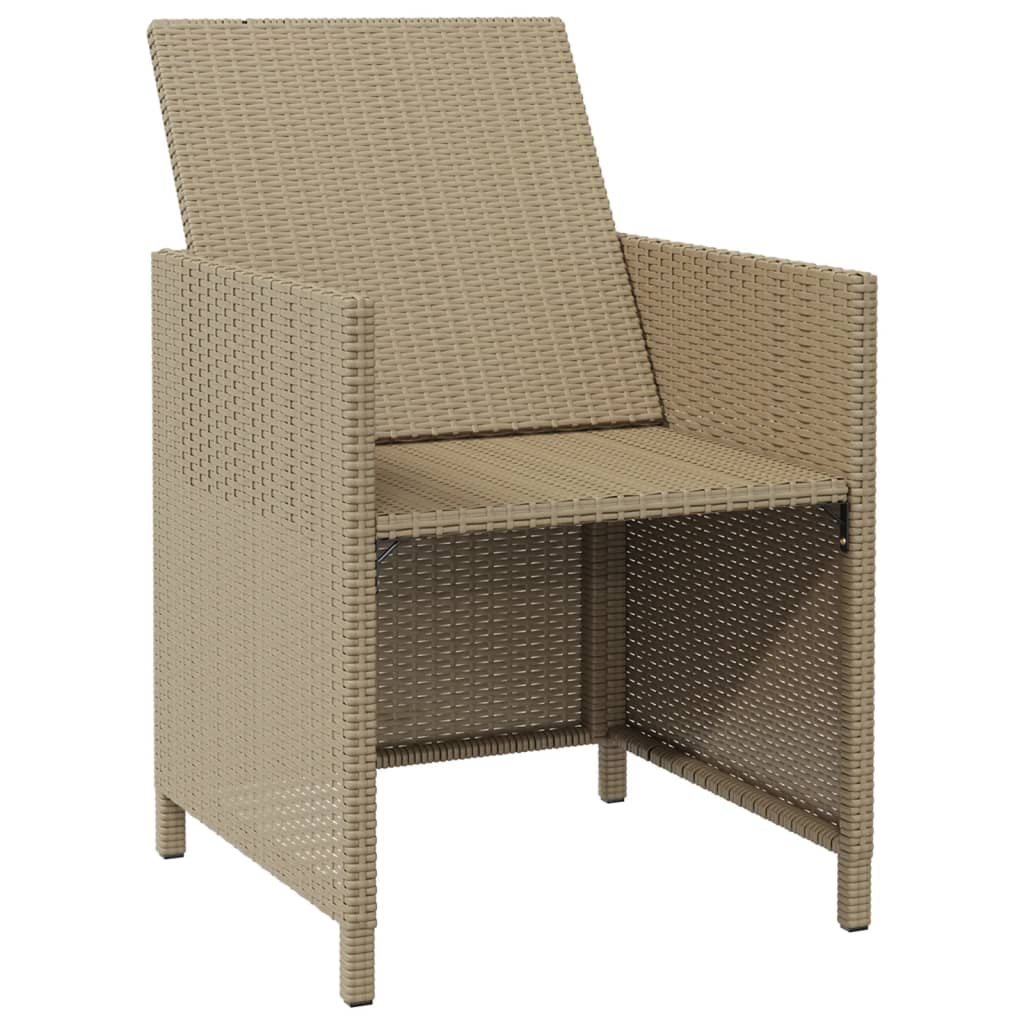 Garden Dining Chairs with Cushions 4 pcs Beige Poly Rattan