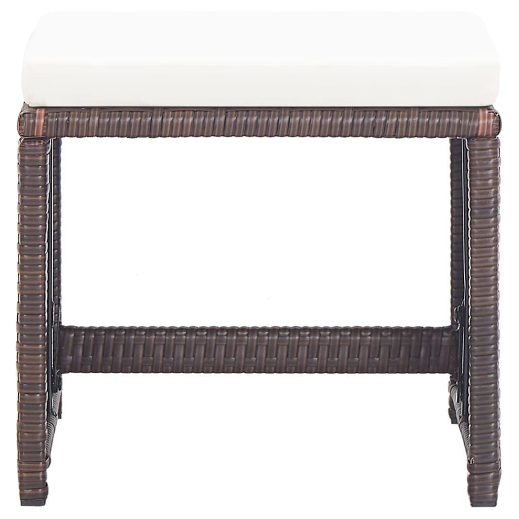 Garden Stools 4 pcs with Cushions Brown Poly Rattan