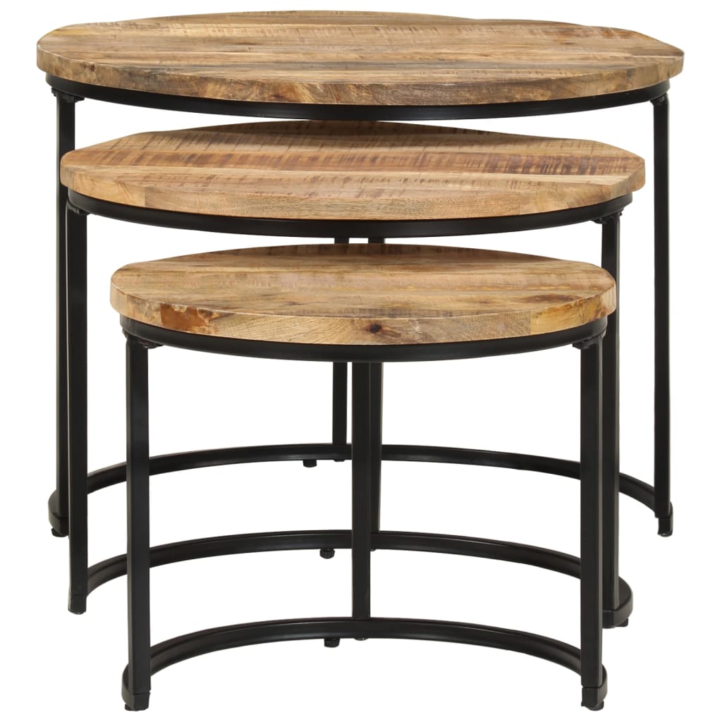 Nesting Tables 3 pcs Rough Mango Wood
