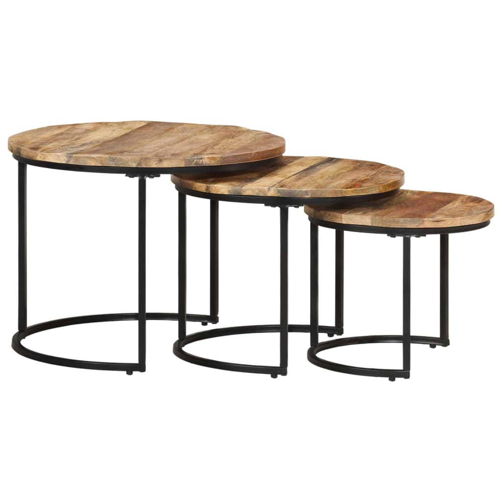 Nesting Tables 3 pcs Rough Mango Wood