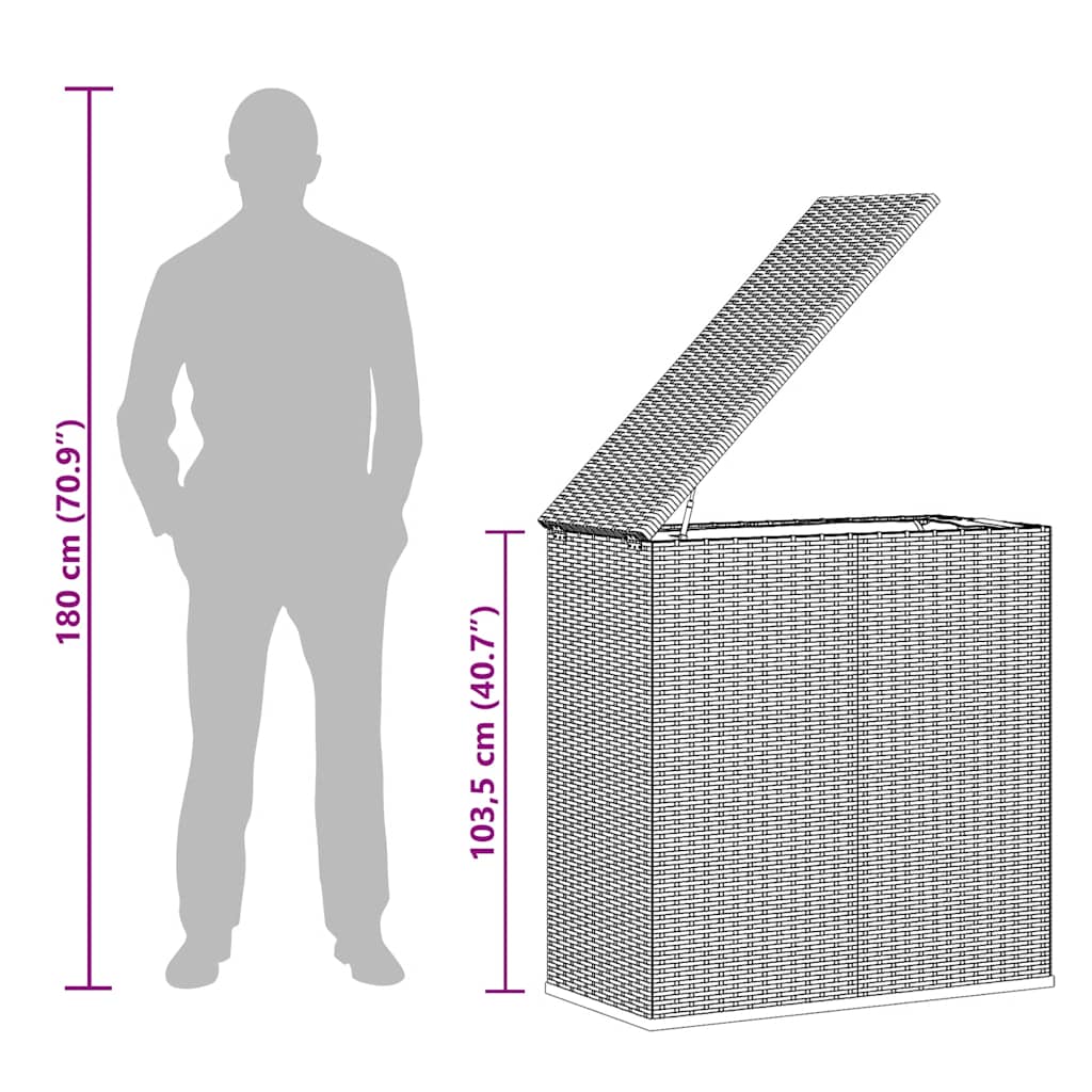 Garden Cushion Box PE Rattan 100x49x103.5 cm Black